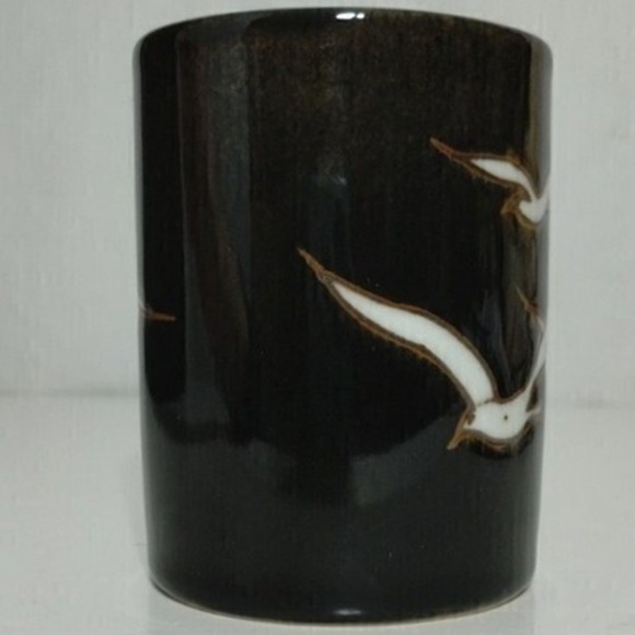 Ceramic Coffee Mug Brown Glazed with Seagull Design Coastal Decor - Picture 4 of 9
